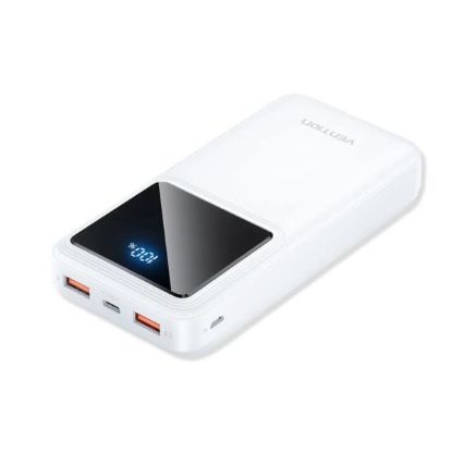 Slika Power bank Vention, 20.000mAh, Micro-USB USB-C USB-A USB-A, 22.5W, White, LED Display