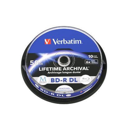 Slika Blu-Ray M-Disc Verbatim BD-R DL 50GB 6x Inkjet Printable 10 Pack Spindle, 43847