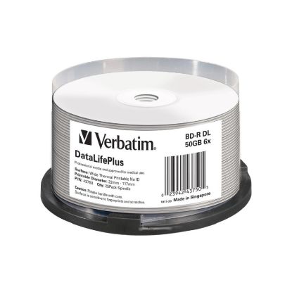 Slika Blu-Ray Verbatim BD-RE DL 6× 50GB Wide White Thermal Printablni No ID, 25 kom. spindle (Double Layer), 43750
