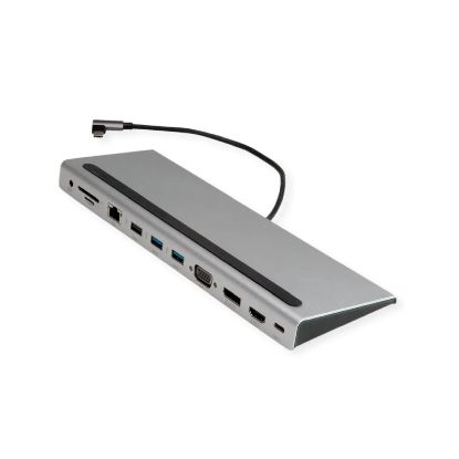 Slika Roline USB-C Multiport Docking Station, 4K HDMI/DP, VGA, 2x USB3.2, 1x USB2.0, 1x SD/Micro SD, 1x USB-C PD, 1x G-LAN, 1x 3.5mm