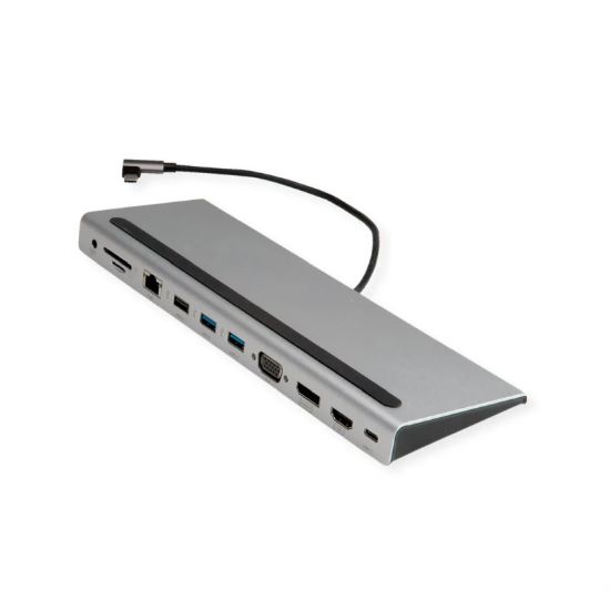 Slika Roline USB-C Multiport Docking Station, 4K HDMI/DP, VGA, 2x USB3.2, 1x USB2.0, 1x SD/Micro SD, 1x USB-C PD, 1x G-LAN, 1x 3.5mm