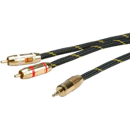 Slika Kabel 1x 3.5mm Jack M - 2x chinch M  2.5 m, Roline GOLD