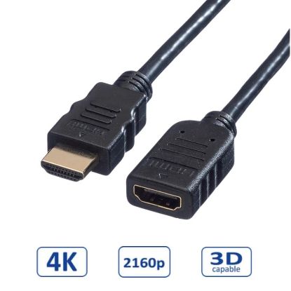 Slika HDMI kabel HDMI F - HDMI M   1,5 m Roline VALUE produžni kabel sa mrežom