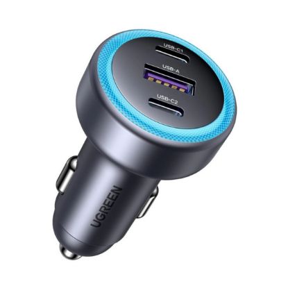 Slika USB auto punjač UGREEN 30W, 2x USB-C, USB-A, PD3.0/QC3.0, sivi