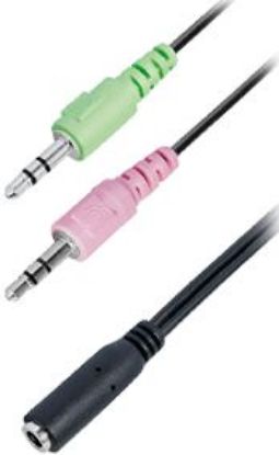 Slika Kabel 3.5mm Jack M, 2x 3.5mm Jack F  0,2 m Transmedia Headset adapter AI10-L