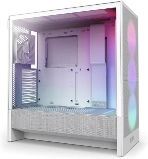 Slika NZXT H5 Flow RGB 2024, bijelo bez napajanja, ATX