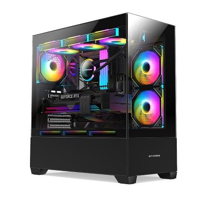 Slika Bit Force SPARK ARGB-TG3 Midi Tower ARGB Gaming PC ATX kućište bez napajanja, crno