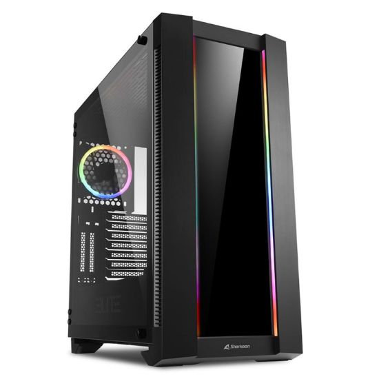 Slika Sharkoon Elite Shark CA200G Tower ATX kućište, bez napajanja, prozirna bočna stranica, RGB, crno