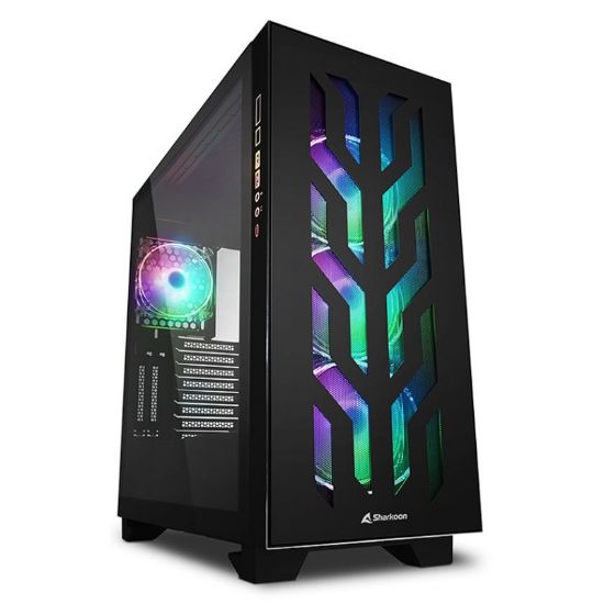 Slika Sharkoon ELITE SHARK CA300T RGB Tower E-ATX kućište bez napajanja, prozirna prednja/bočne stranice, prednji/stražnji ventilatori 4×120mm, crno