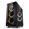 Slika Sharkoon REV200 Midi Tower ATX kućište bez napajanja, prozirna bočna stranica, prednji/stražnji RGB ventilatori 5×120mm, crno