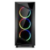 Slika Sharkoon REV200 Midi Tower ATX kućište bez napajanja, prozirna bočna stranica, prednji/stražnji RGB ventilatori 5×120mm, crno