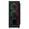 Slika Sharkoon RGB WAVE Midi Tower ATX kućište bez napajanja, prozirna bočna stranica, prednji/stražnji RGB ventilatori 4×120mm, crno