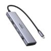 Slika USB Hub 3.2 7-port UGREEN USB-C HUB na 1xUSB-A 3.2, 2xUSB-C 3.2, 1xSD/TF čitač memorijskih kartica, 1xUSB-C za napajanje, 1x HDMI, sivi