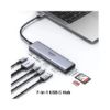Slika USB Hub 3.2 7-port UGREEN USB-C HUB na 1xUSB-A 3.2, 2xUSB-C 3.2, 1xSD/TF čitač memorijskih kartica, 1xUSB-C za napajanje, 1x HDMI, sivi
