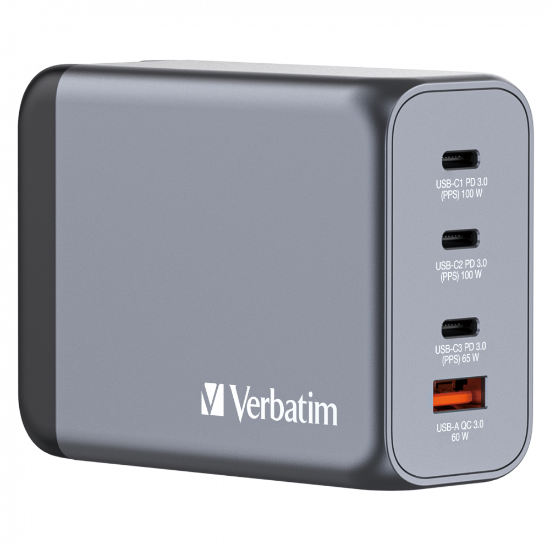 Slika USB punjač zidni Verbatim GNC-200 GaN 200W, 4 priključka