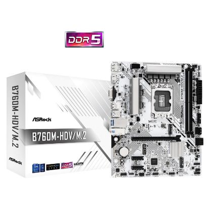 Slika ASRock MB B760M-HDV/M.2, S.1700, DDR5/7200MHz(OC), PCIe 4.0, G-LAN, VGA/DP/HDMI, mATX