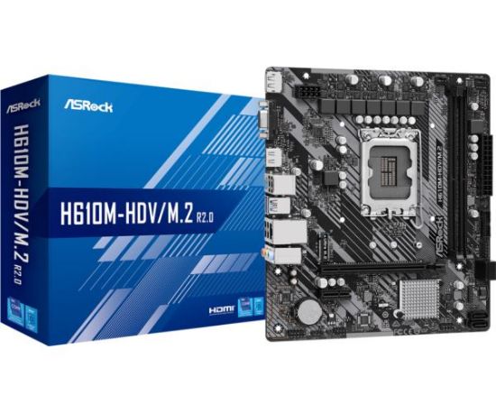 Slika ASRock H610M-HDV M.2 R2.0, S.1700, 2xDDR4/3200Mhz, PCIe 4.0, G-LAN, VGA/DP/HDMI, mATX