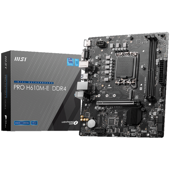 Slika MSI PRO H610M-E DDR4, S.1700, 2xDDR4/3200MHz, PCIe 4.0, G-LAN, VGA/HDMI, mATX