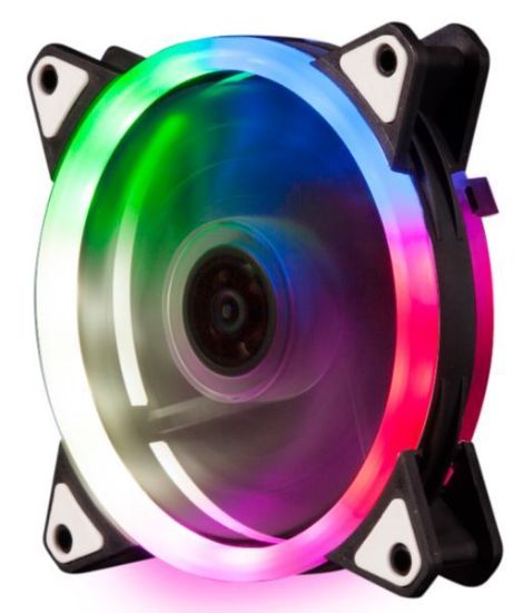 Slika NaviaTec PC Case Dual Ring RGB Fan 12V 6pin power connector, 120mm