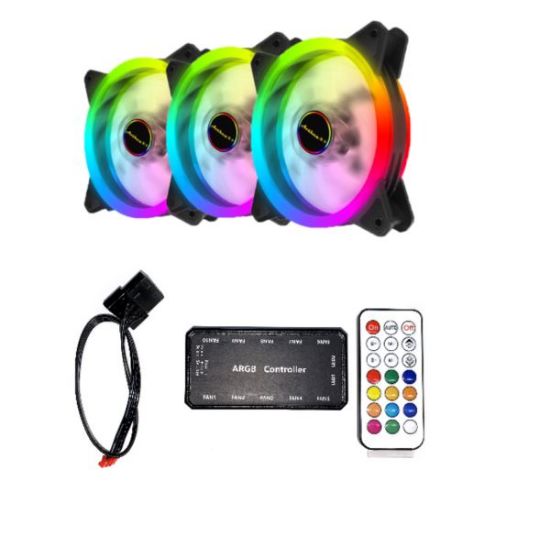 Slika NaviaTec RGB PC Case Dual Ring Fan 3x Controller BUNDLE