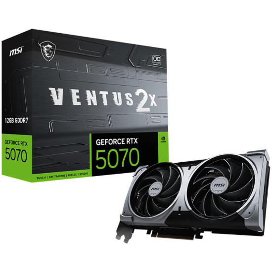 Slika GeForce RTX 5070 12GB GDDR7 192-bit MSI Ventus 2X OC, PCI-E Gen5, 3x DP 2.1, HDMI 2.1, Retail