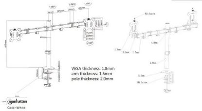 Slika Manhattan nosač monitora 13"-32", 2x 8kg, crni