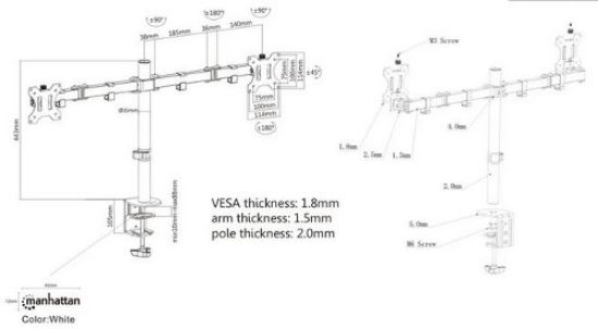 Slika Manhattan nosač monitora 13"-32", 2x 8kg, crni