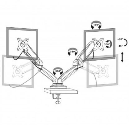 Slika Port nosač za dva monitora do 32’’, do 2x 8kg, VESA, crni