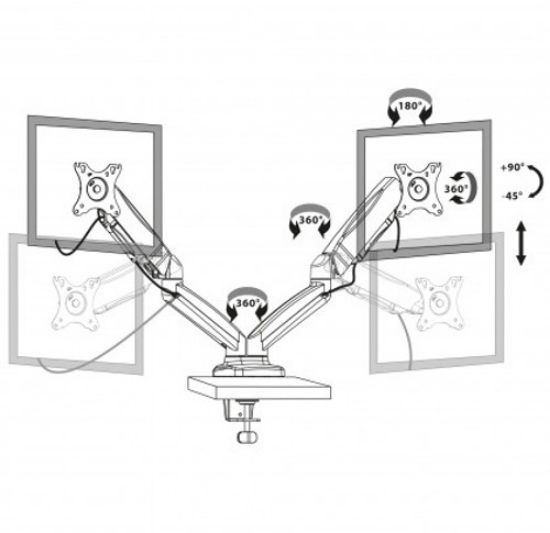 Slika Port nosač za dva monitora do 32’’, do 2x 8kg, VESA, crni