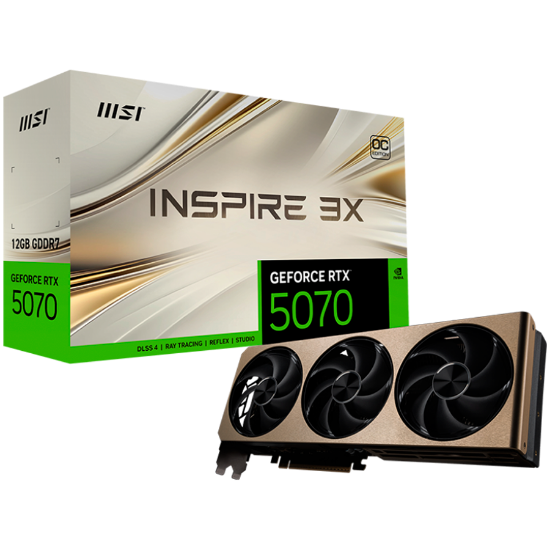 Slika GeForce RTX 5070 12GB GDDR7 192bit MSI 12G INSPIRE 3X OC, PCI-E Gen5, 3x DP 2.1, 1x HDMI 2.1