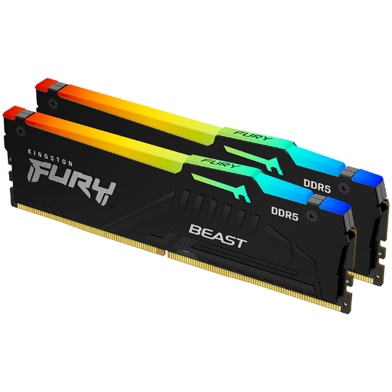 Slika DIMM DDR5 16 GB x2 Kit 5600 MHz Kingston FURY Beast RGB, CL36, KF556C36BBEAK2-32