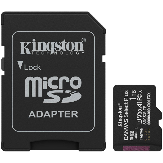 Slika Secure Digital card Micro 1 TB Kingston microSDXC Canvas Select Plus Gen3 A1 Card + adapter