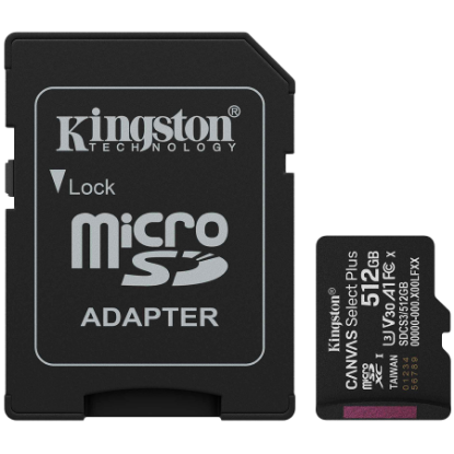 Slika Secure Digital card Micro 512 GB Kingston microSDXC Canvas Select Plus Gen3 Card + adapter