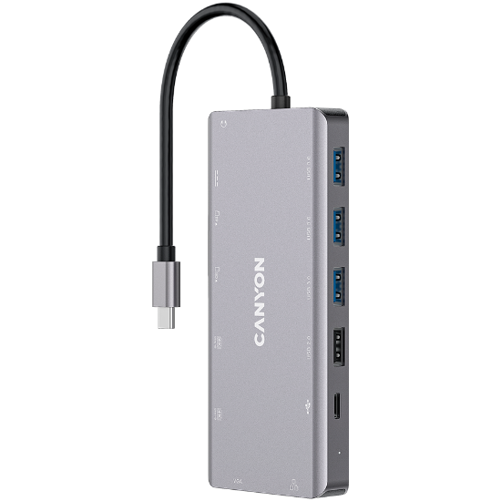 Slika USB Hub 3.0 5-port Canyon DS-12 13 in 1 USB C hub