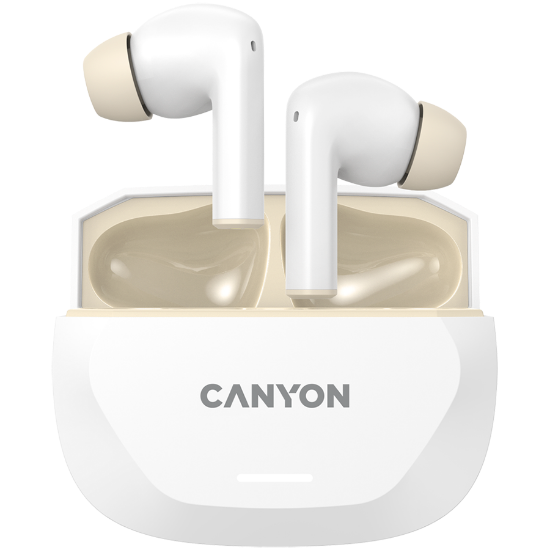 Slika CANYON headset HEXAGON 7 TWS ANC+ENC Wireless Charge White Beige