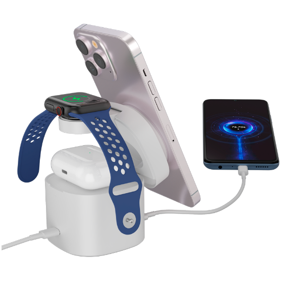 Slika Canyon 4 in 1 Wireless Charging Stand, 30W max, with 65W charger and 1M cable, white