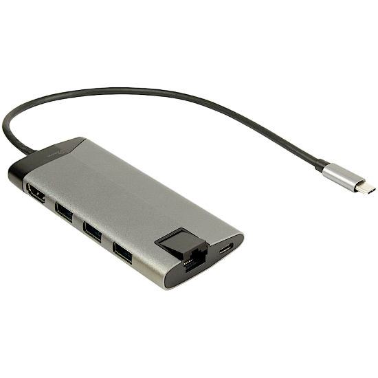 Slika Inter Tech USB Type C docking station 3x USB 3.0 Type A, 4K HDMI, RJ45 gbit, micro SD