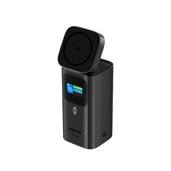 Slika Power bank CANYON Qi2 magnetic OnPower 150, 15000mAh, Aluminium Dark grey