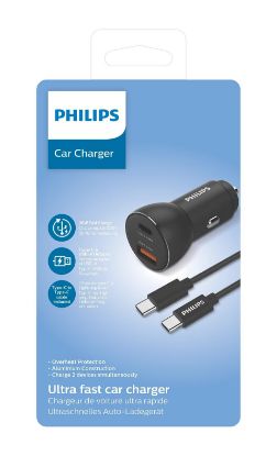 Slika Philips auto punjač, USB-A/USB-C, 36W + kabel