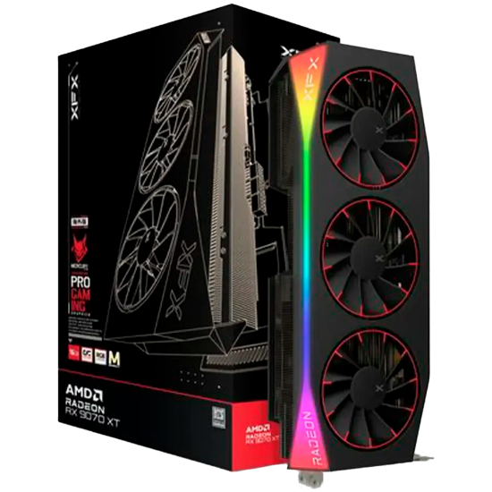 Slika AMD Radeon RX 9070 XT 16GB 256-bit GDDR6 XFX Mercury OC Magnetic Air Edition with RGB HDMI 3xDP