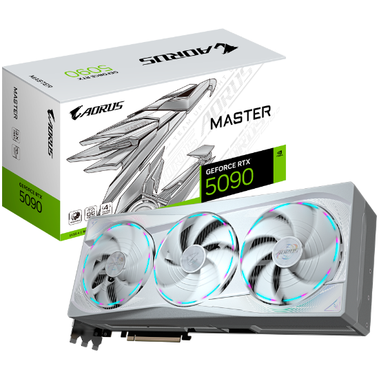 Slika GeForce RTX 5090 32GB GDDR7 512-bit Gigabyte AORUS MASTER ICE White